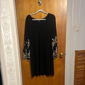 Black Dress with Gold Embroidery